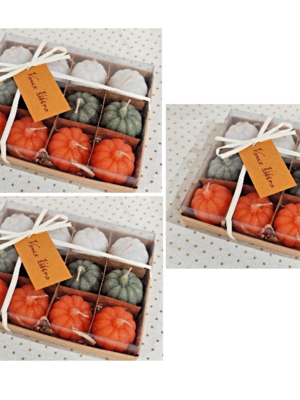 3 SETS of 12 Sullivans Vance Kitira Votive Pumpkin Candle Gift Box Fall Decor
